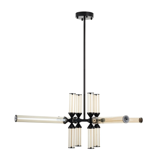 Lampa wisząca QUADRO-12 LED bursztynowe szklane klosze - zdjęcie produktu