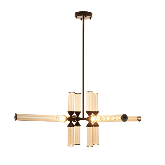 Lampa wisząca QUADRO-12 LED bursztynowe szklane klosze - zdjęcie produktu