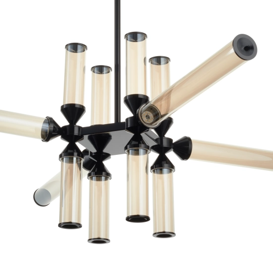 Lampa wisząca QUADRO-12 LED bursztynowe szklane klosze - zdjęcie produktu