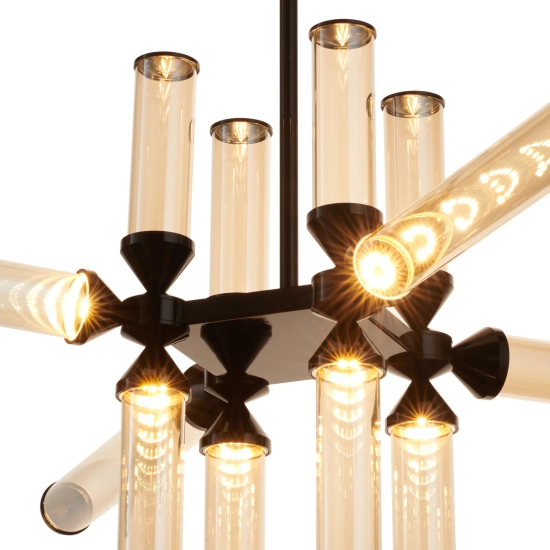 Lampa wisząca QUADRO-12 LED bursztynowe szklane klosze - zdjęcie produktu