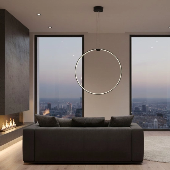Lampa wisząca ACIRCULO 50 cm - czarny ring LED - zdjęcie produktu
