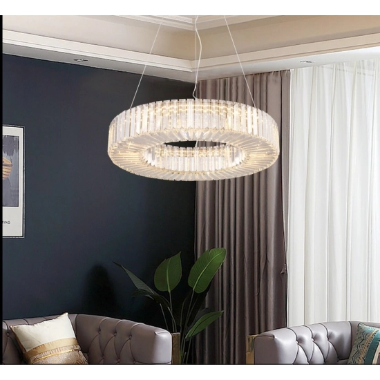Lampa wisząca CRISTAL LED złota 60 cm - zdjęcie produktu