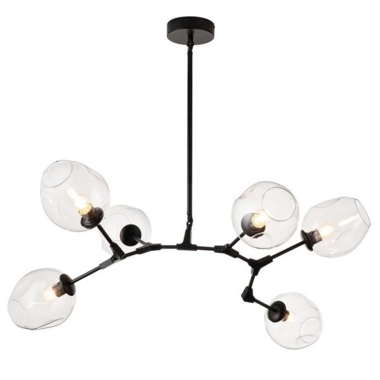 Lampa wisząca MODERN ORCHID-6 transparentno czarna 130 cm - zdjęcie produktu