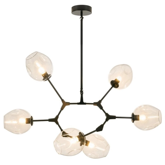 Lampa wisząca MODERN ORCHID-6 transparentno czarna 130 cm - zdjęcie produktu