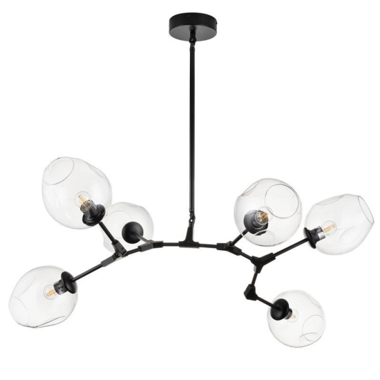 Lampa wisząca MODERN ORCHID-6 transparentno czarna 130 cm - zdjęcie produktu