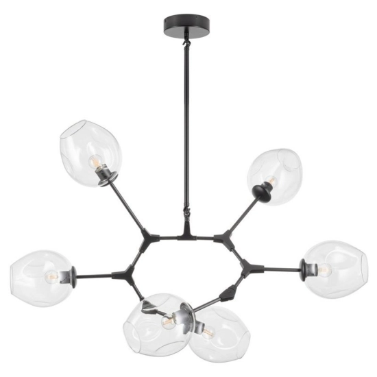 Lampa wisząca MODERN ORCHID-6 transparentno czarna 130 cm - zdjęcie produktu