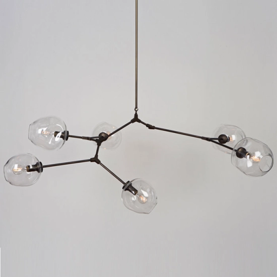 Lampa wisząca MODERN ORCHID-6 transparentno czarna 130 cm - zdjęcie produktu