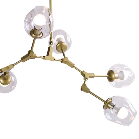 Lampa wisząca MODERN ORCHID-6 złoto transparentna 130 cm - zdjęcie produktu
