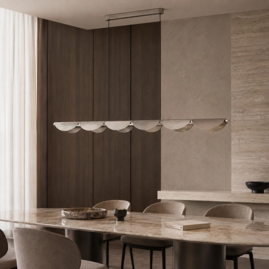Lampa wisząca NAMI LINE 143 cm - LED, szary szczotkowany, falista forma - zdjęcie produktu