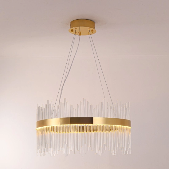 Lampa wisząca HESTIA 60 cm – żyrandol LED, złoty do salonu - zdjęcie produktu