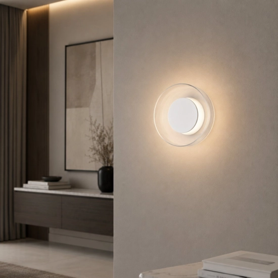 Lampa ścienna DONUT 18 – LED, szkło transparentne, biały środek - zdjęcie produktu