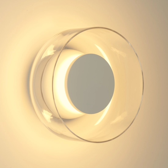Lampa ścienna DONUT 18 – LED, szkło transparentne, biały środek - zdjęcie produktu