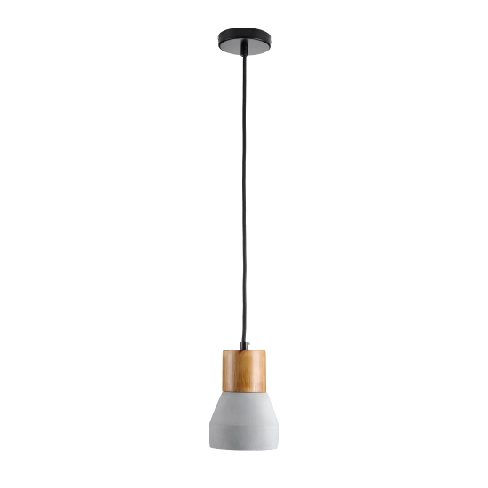Lampa wisząca CONCRETE 12 cm- szary beton, drewno - zdjęcie produktu