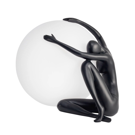 Lampa stołowa WOMAN-1 ,47 cm - czarna figura, biały klosz - zdjęcie produktu