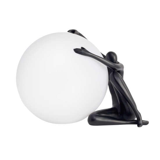 Lampa stołowa WOMAN-1 ,47 cm - czarna figura, biały klosz - zdjęcie produktu