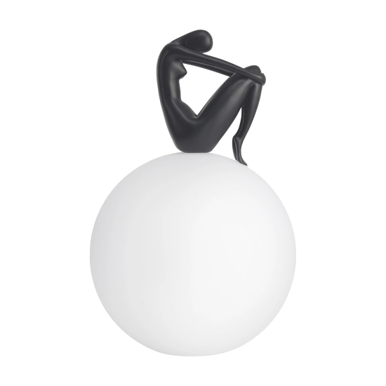 Lampa stołowa WOMAN-2 ,47 cm - czarna figura, biały klosz - zdjęcie produktu