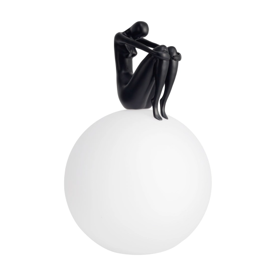 Lampa stołowa WOMAN-2 ,47 cm - czarna figura, biały klosz - zdjęcie produktu