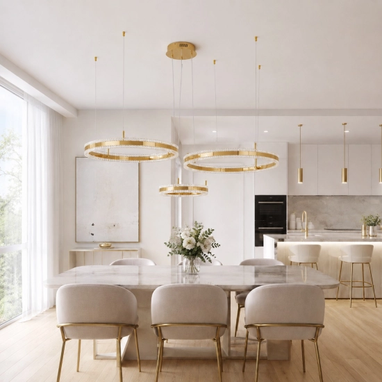 Lampa wisząca ARKADIA LED Trio 40/60/80 cm – złoty połysk - zdjęcie produktu