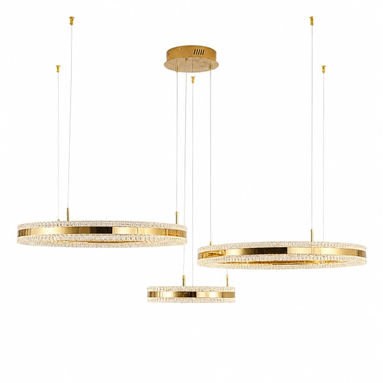 Lampa wisząca ARKADIA LED Trio 40/60/80 cm – złoty połysk - zdjęcie produktu