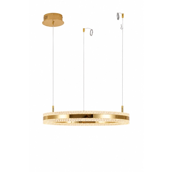 Lampa wisząca ARKADIA LED 60 cm - złoty połysk z kryształowym pierścieniem - zdjęcie produktu