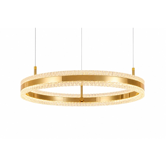 Lampa wisząca ARKADIA LED 60 cm - złoty połysk z kryształowym pierścieniem - zdjęcie produktu