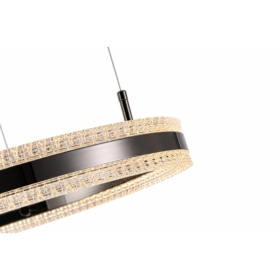 Lampa wisząca ARKADIA LED 60 cm - tytanowa z kryształowym pierścieniem - zdjęcie produktu