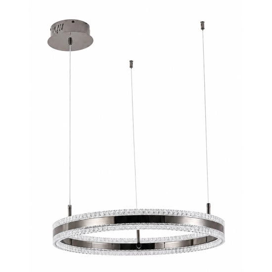 Lampa wisząca ARKADIA LED 60 cm - tytanowa z kryształowym pierścieniem - zdjęcie produktu