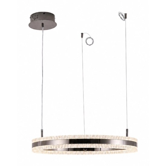 Lampa wisząca ARKADIA LED 60 cm - tytanowa z kryształowym pierścieniem - zdjęcie produktu