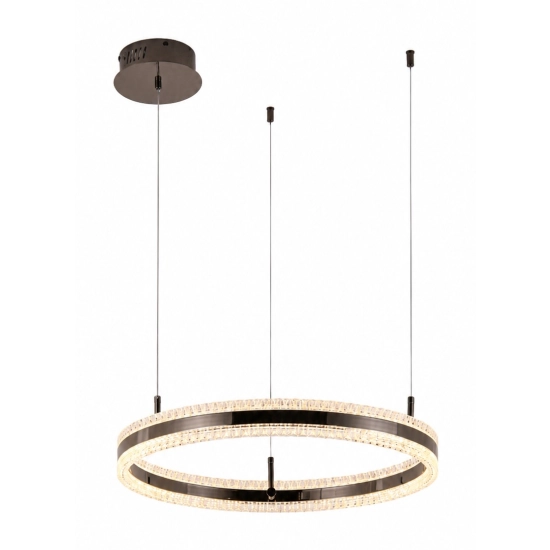 Lampa wisząca ARKADIA LED 60 cm - tytanowa z kryształowym pierścieniem - zdjęcie produktu