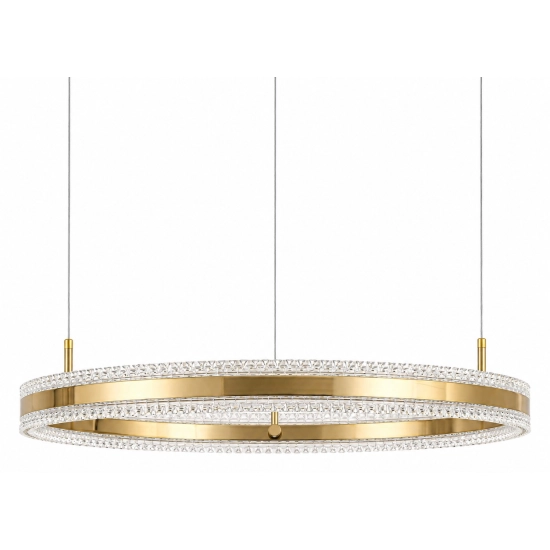 Lampa wisząca ARKADIA LED 80 cm - złoty połysk z kryształowym pierścieniem - zdjęcie produktu