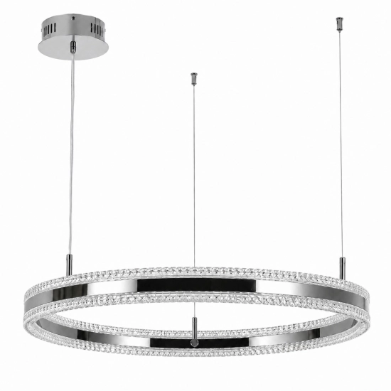 Lampa wisząca ARKADIA LED 80 cm - tytanowa z kryształowym pierścieniem - zdjęcie produktu