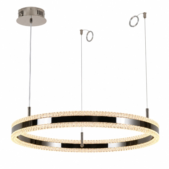 Lampa wisząca ARKADIA LED 80 cm - tytanowa z kryształowym pierścieniem - zdjęcie produktu