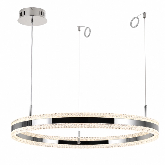 Lampa wisząca ARKADIA LED 80 cm - tytanowa z kryształowym pierścieniem - zdjęcie produktu