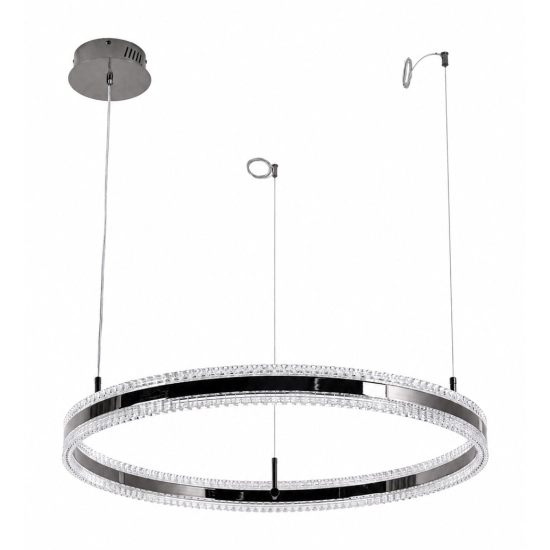 Lampa wisząca ARKADIA LED 80 cm - tytanowa z kryształowym pierścieniem - zdjęcie produktu