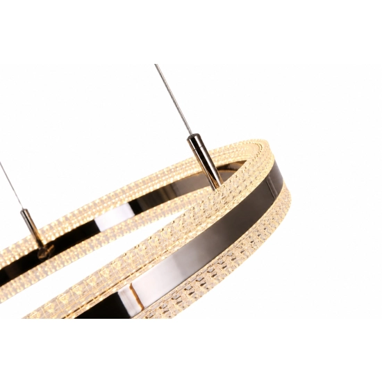 Lampa wisząca ARKADIA LED 80 cm - tytanowa z kryształowym pierścieniem - zdjęcie produktu