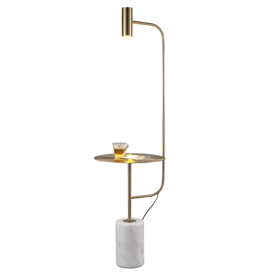 Lampa podłogowa ze stolikiem VINCENT złota 146 cm - zdjęcie produktu