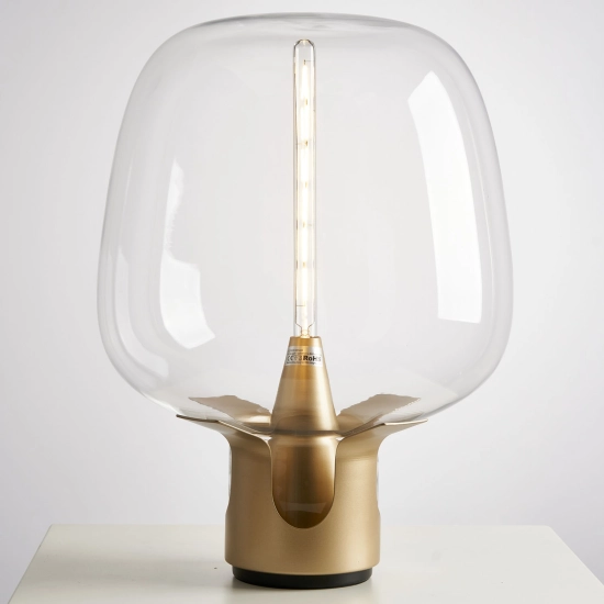Lampa stołowa FATA transparentno złota 35 *46 cm - zdjęcie produktu