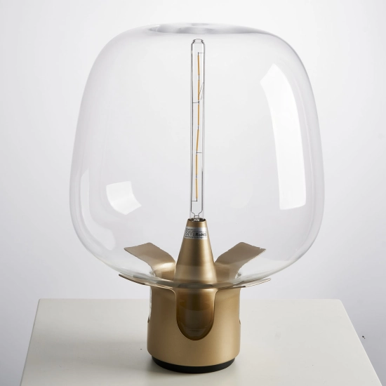 Lampa stołowa FATA transparentno złota 35 *46 cm - zdjęcie produktu