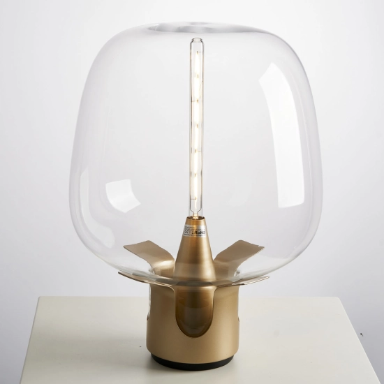Lampa stołowa FATA transparentno złota 35 *46 cm - zdjęcie produktu