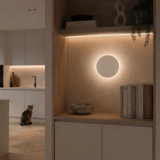 Lampa ścienna NYX 25 cm - LED okrągła, metalowa, biała - zdjęcie produktu