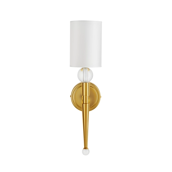 Lampa ścienna DAMA 52 cm- złoty kinkiet z białym abażurem - zdjęcie produktu