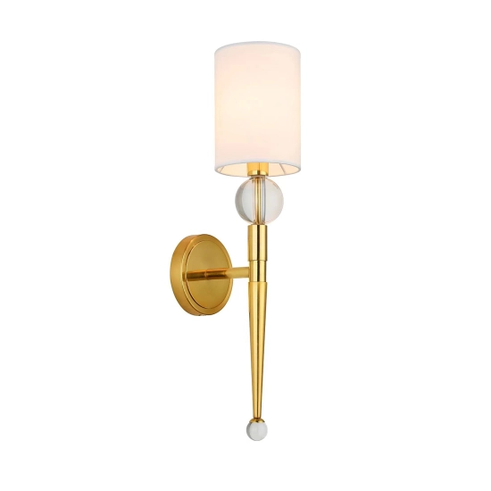 Lampa ścienna DAMA 52 cm- złoty kinkiet z białym abażurem - zdjęcie produktu