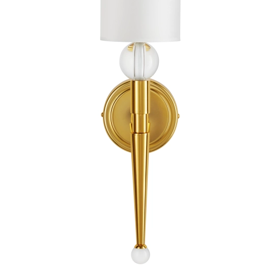 Lampa ścienna DAMA 52 cm- złoty kinkiet z białym abażurem - zdjęcie produktu