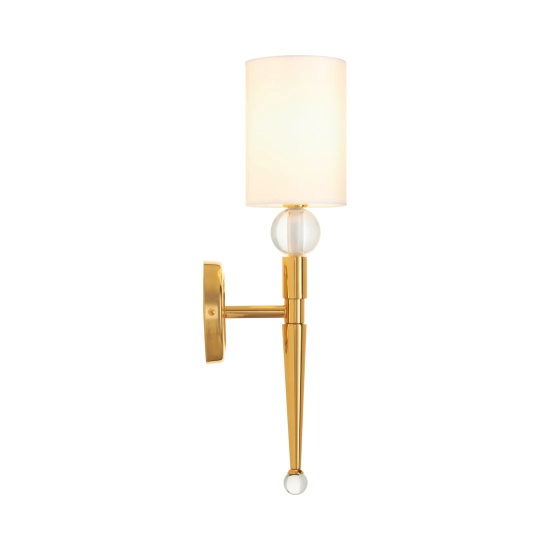 Lampa ścienna DAMA 52 cm- złoty kinkiet z białym abażurem - zdjęcie produktu