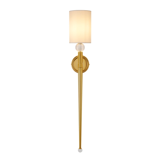 Lampa ścienna DAMA 92 cm- złoty kinkiet z białym abażurem - zdjęcie produktu