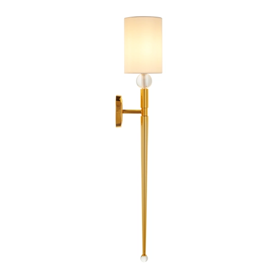 Lampa ścienna DAMA 92 cm- złoty kinkiet z białym abażurem - zdjęcie produktu