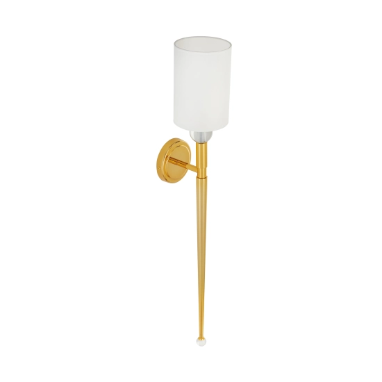 Lampa ścienna DAMA 92 cm- złoty kinkiet z białym abażurem - zdjęcie produktu