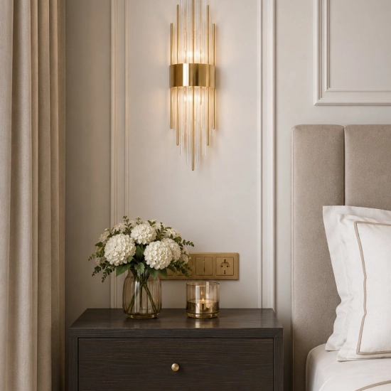 Lampa ścienna DRACO, 60 cm - kryształowo - złota, styl glamour - zdjęcie produktu