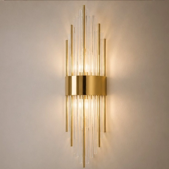 Lampa ścienna DRACO, 60 cm - kryształowo - złota, styl glamour - zdjęcie produktu