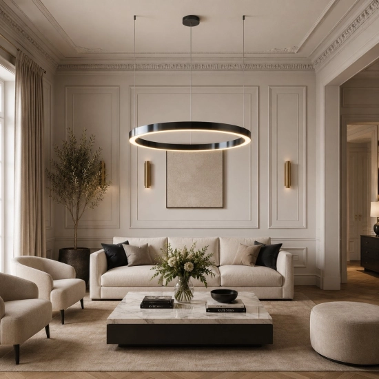 Lampa wisząca CIRCLE 100 cm - LED, ring tytan szczotkowany - zdjęcie produktu